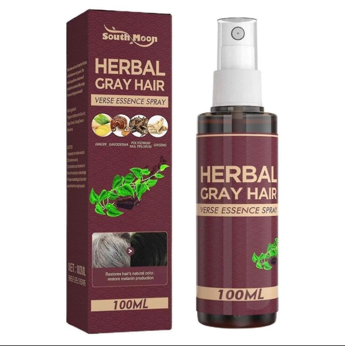 Herbal Hair Gray Cover Spray – Instant Black in 1 Minute