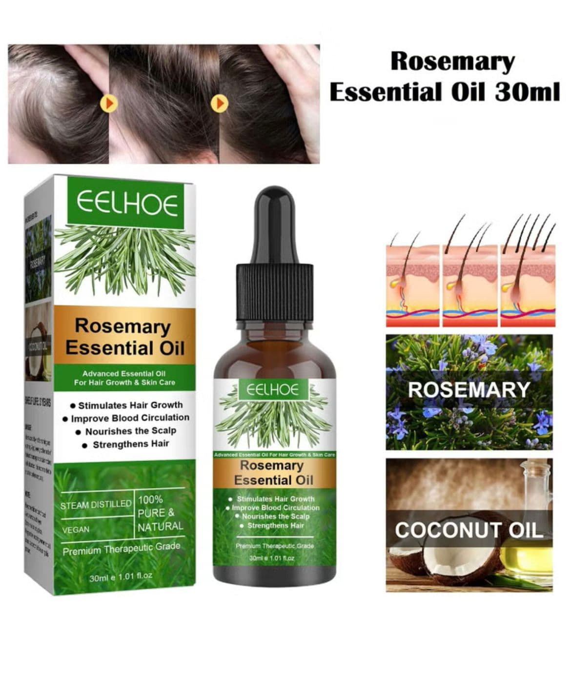 Rosemary Hair Oil – Natural Hair Strengthening Formula thumbnail 3